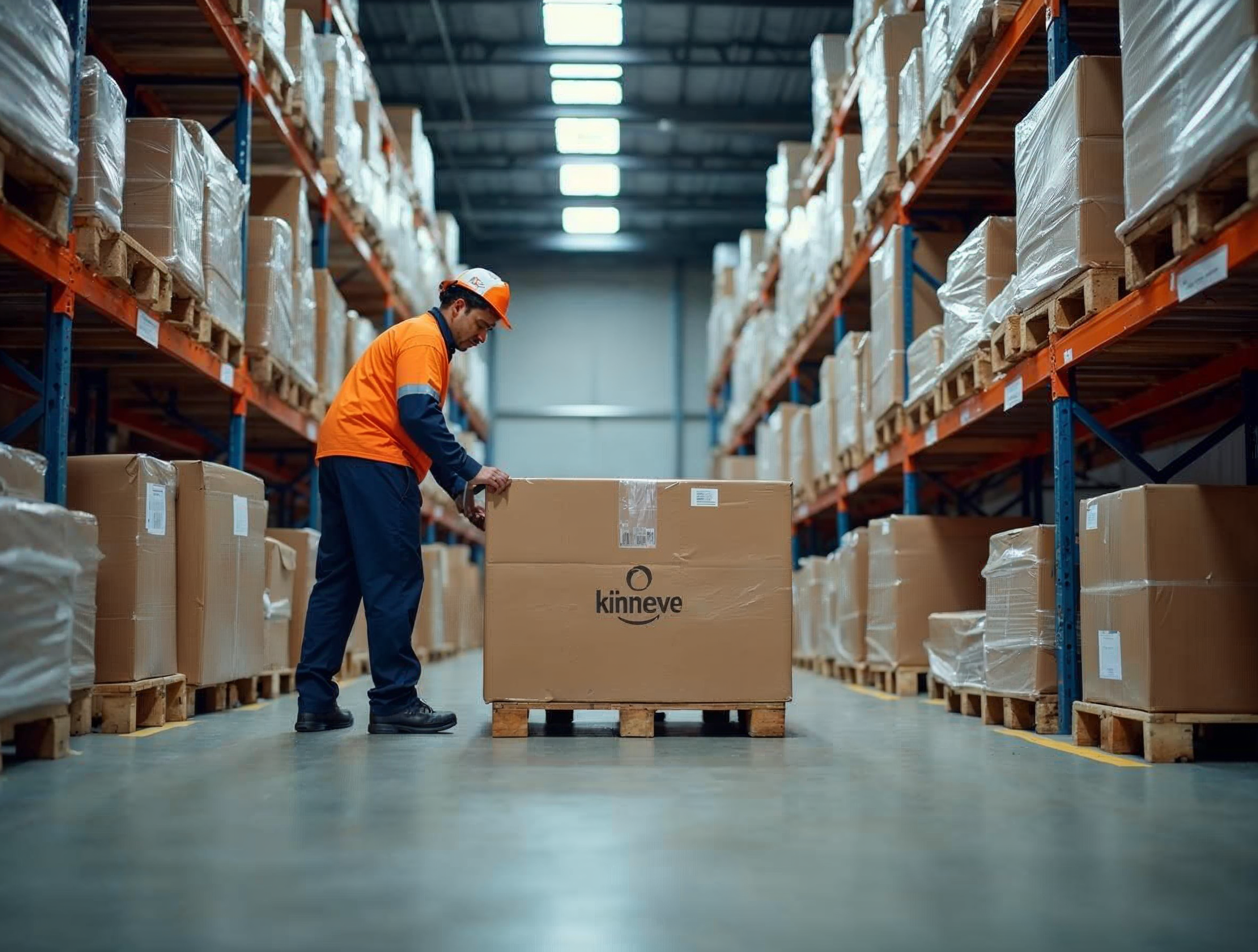 Marshal storage warehouse with wrapped furniture and indexed cartons